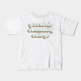 Greendale Community College - Retro Rainbow Typography Faded Style Kids T-Shirt